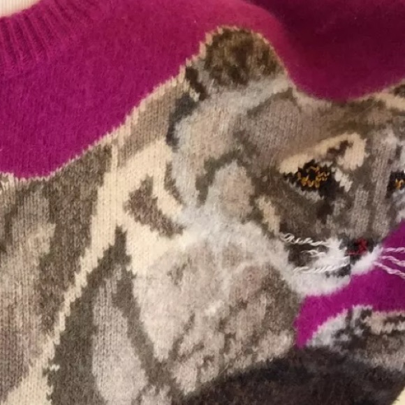 KRIZIA MAGLIA Vtg Rare Snow Leopard Lion Sweater - Picture 10 of 12